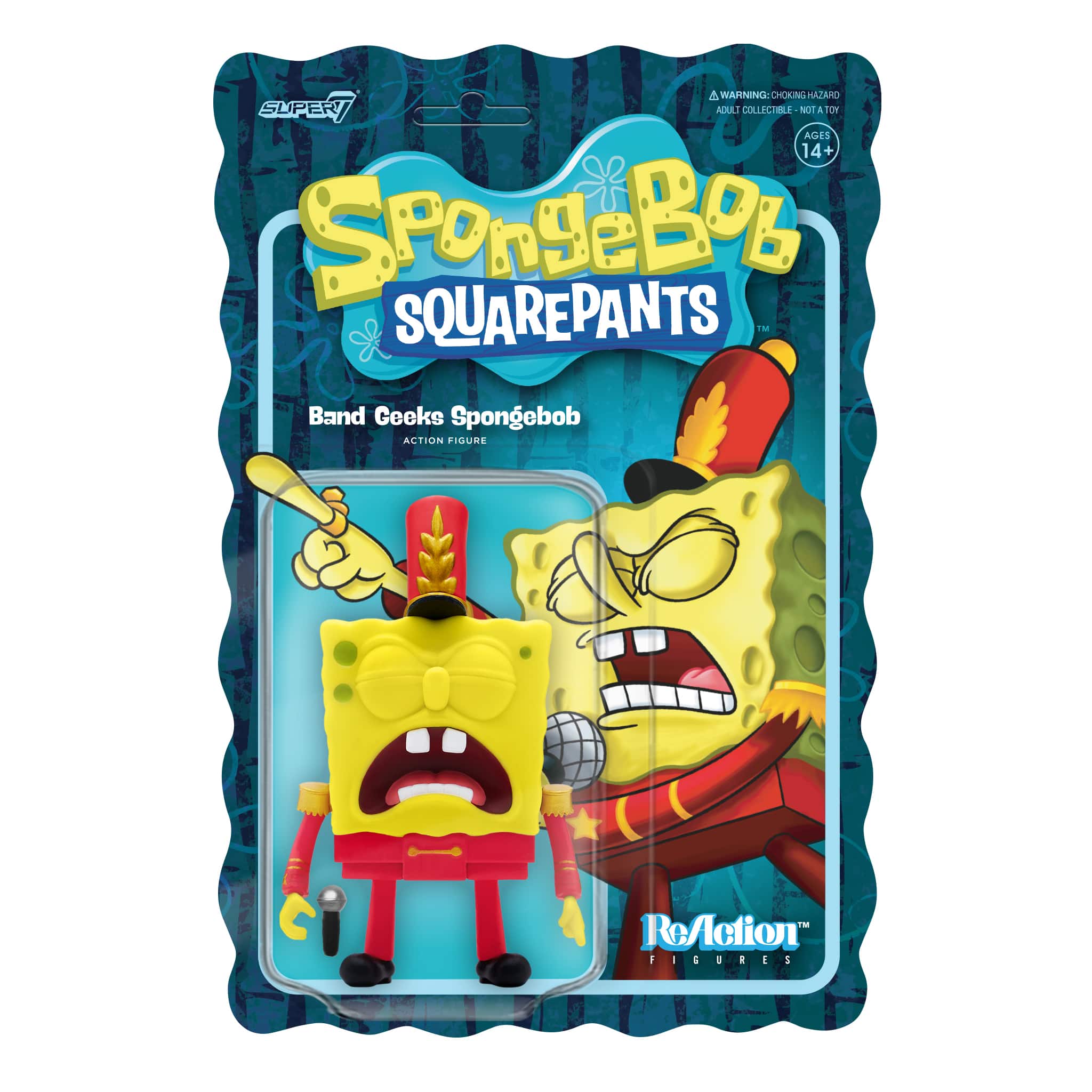 Front. Super7 - ReAction 3.75 in Plastic SpongeBob SquarePants - Band Geeks SpongeBob.