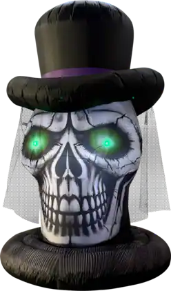 GOOSH Inflatables - GOOSH 6FT Inflatable Skull with Top Hat – Light-Up Halloween Yard Decoration - Black