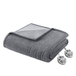 Glintex - King Faux Feathersoft Heated Blanket,10 Heat Settings, Auto Shutoff Timer, Dual Zone Options,ETL Safety Certification - Gray