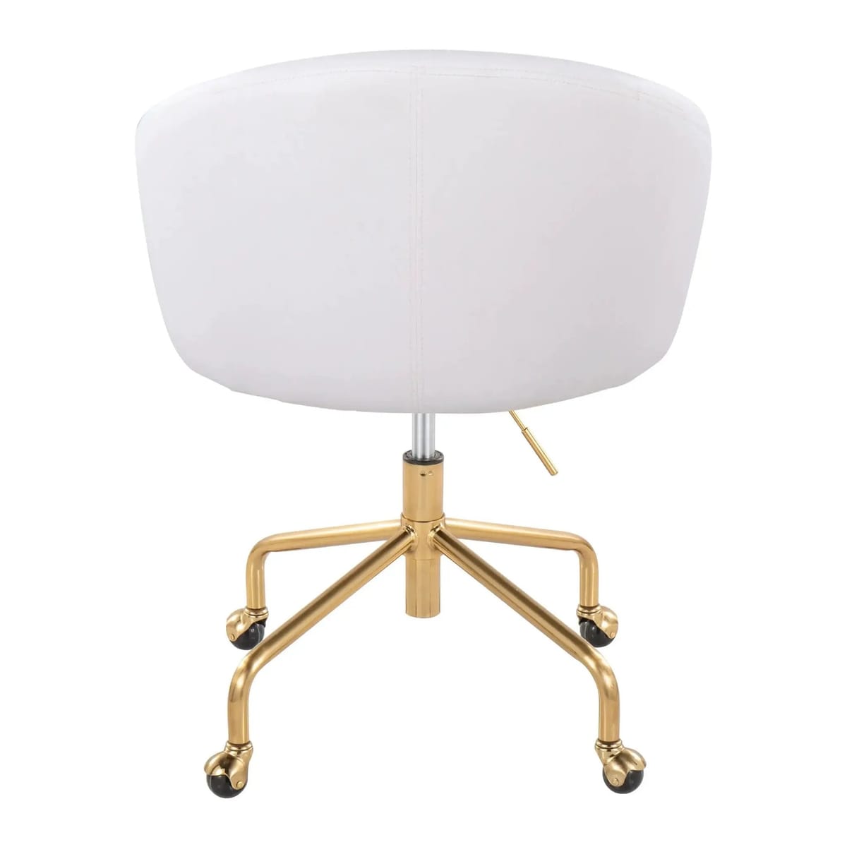 Back. LumiSource - Claire Glam Task Chair Gold Metal Frame White Faux Leather - White.