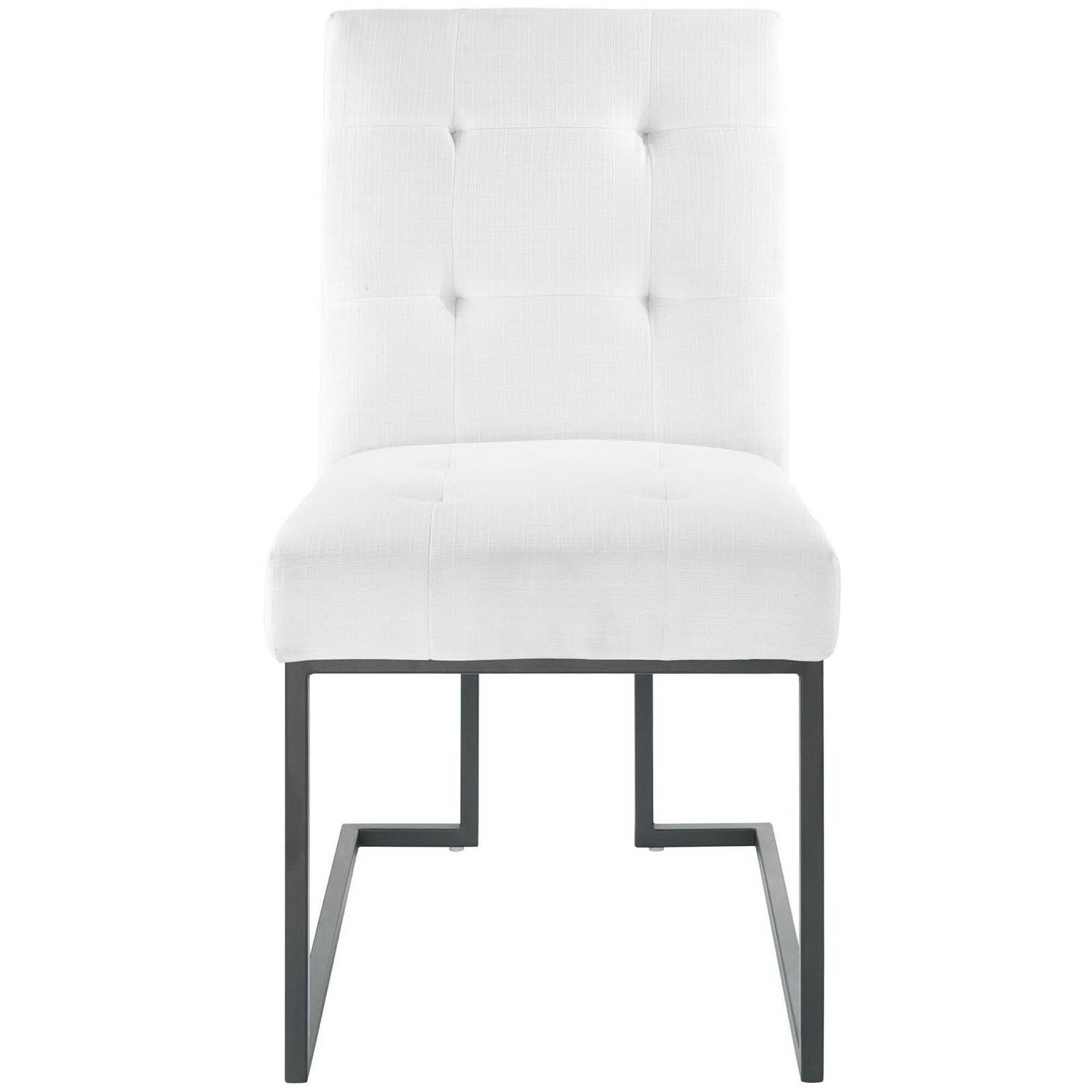 Alt View 2. Modway - Privy Black Stainless Steel Upholstered Fabric Dining Chair by Modway - Black White.