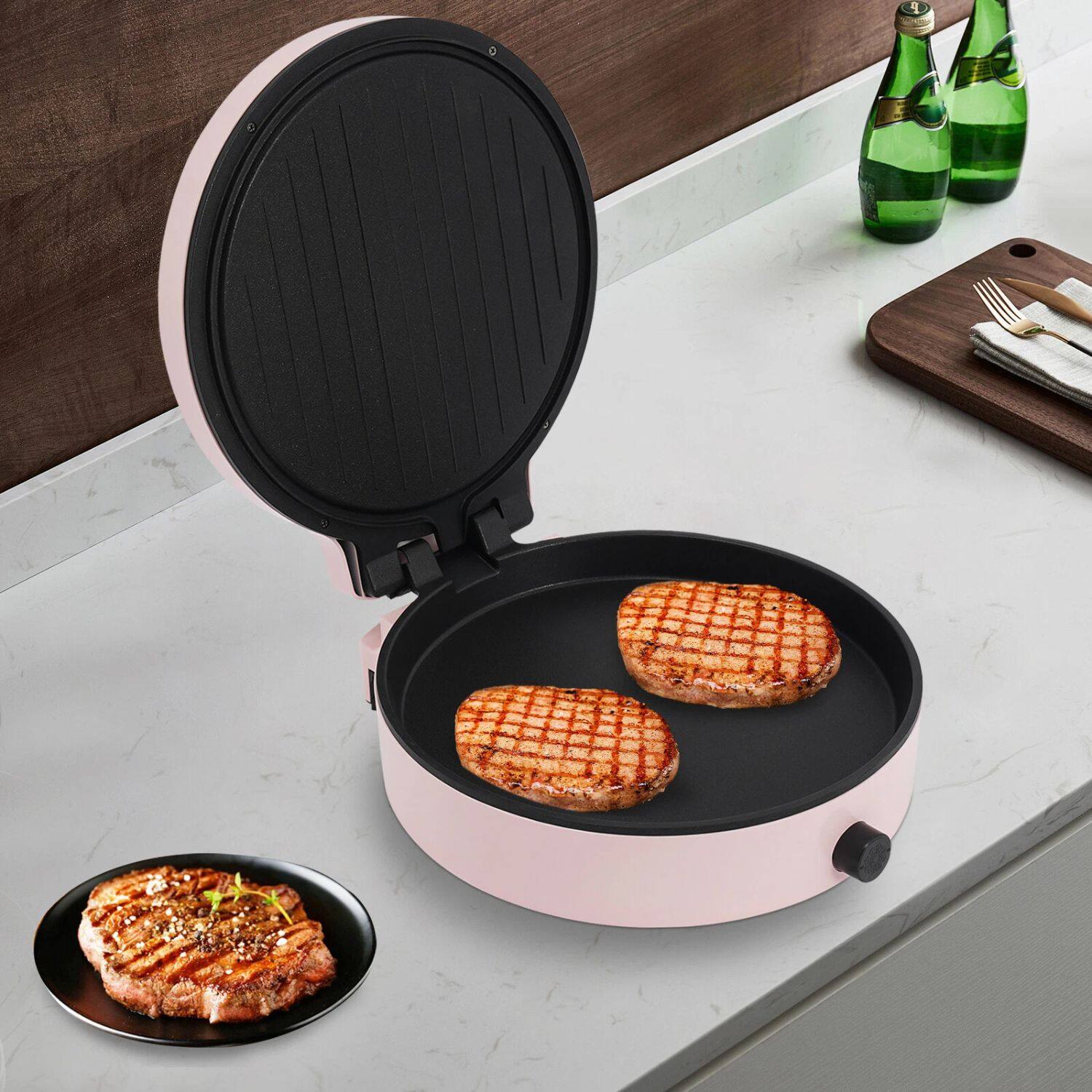 Alt View 7. Home Collection - 1400W Electric Pancake Maker – Non-Stick Pancake Pan and BBQ Grill Plate Machine, 110V Countertop Cooker - Black.