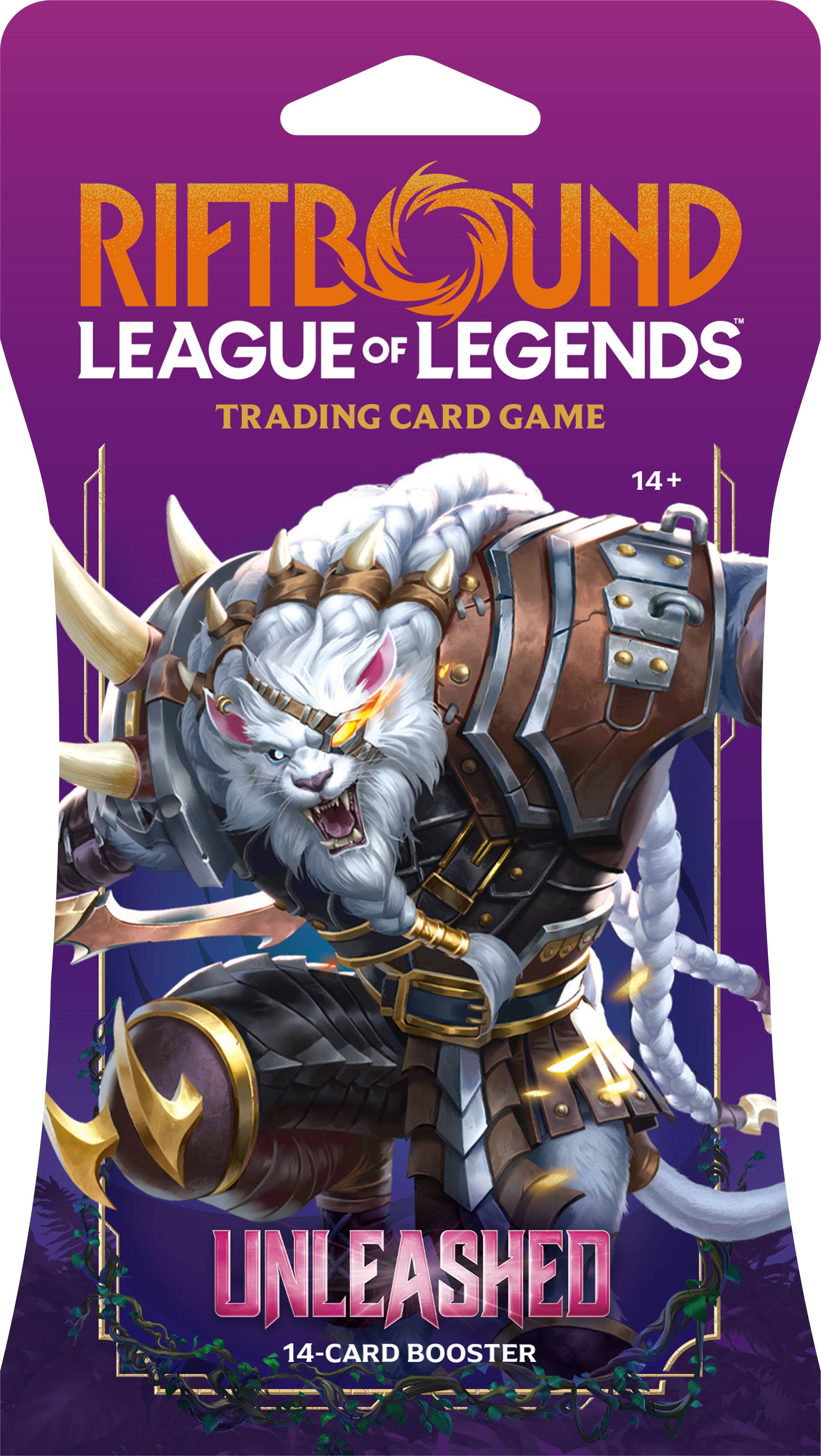 RIFTBOUND LEAGUE OF LEGENDS TRADING CARD GAME  
14+  
UNLEASHED  
14-CARD BOOSTER