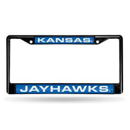 Rico Industries - Kansas-Jayhawk's Black Metal License Plate Frame Holder - Multi