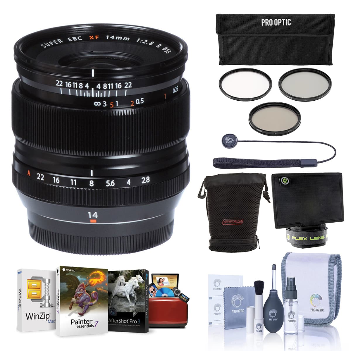Bundle - Fujifilm - XF 14mm f/2.8 R Lens, with Flex Lens Shade, 58mm Filter Kit, Lens Case, Cleaning Kit, Capleash, Mac price history on PriceWatchPro