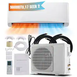 DEMULLER - 9000 BTU Mini 4-in-1 Split Air Conditioner & Heater, 17 SEER2 115V Inverter System with Heat Pump - White