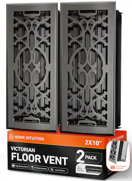 Home Intuition - Victorian Floor Vent Covers 4X10 Inch with Mesh Cover, Heat and Air for HVAC, Dark Grey, 2-Pack - Dark Gray