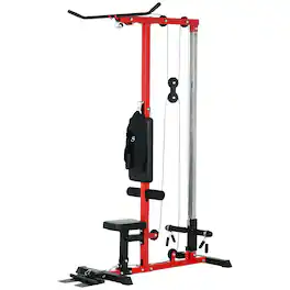 Soozier - Lat Pull Down Machine - Black and Red