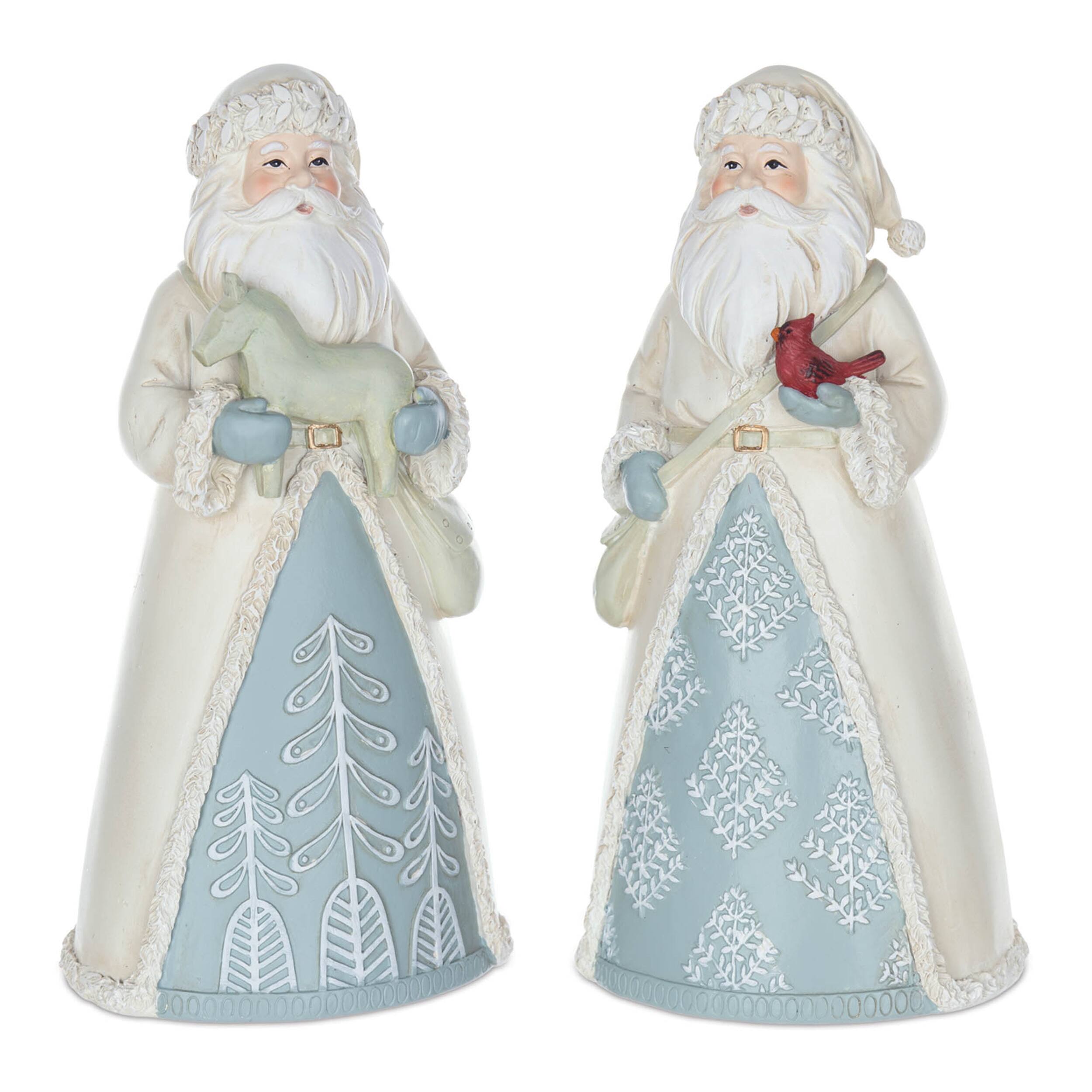 BreeBe - Winter Santa Figurine (Set of 2) - Cream, Red, Green
