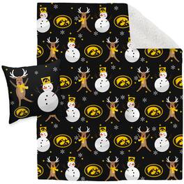 Pegasus - Iowa Hawkeyes Holiday Reindeer Blanket and Pillow Combo Set - Multicolor