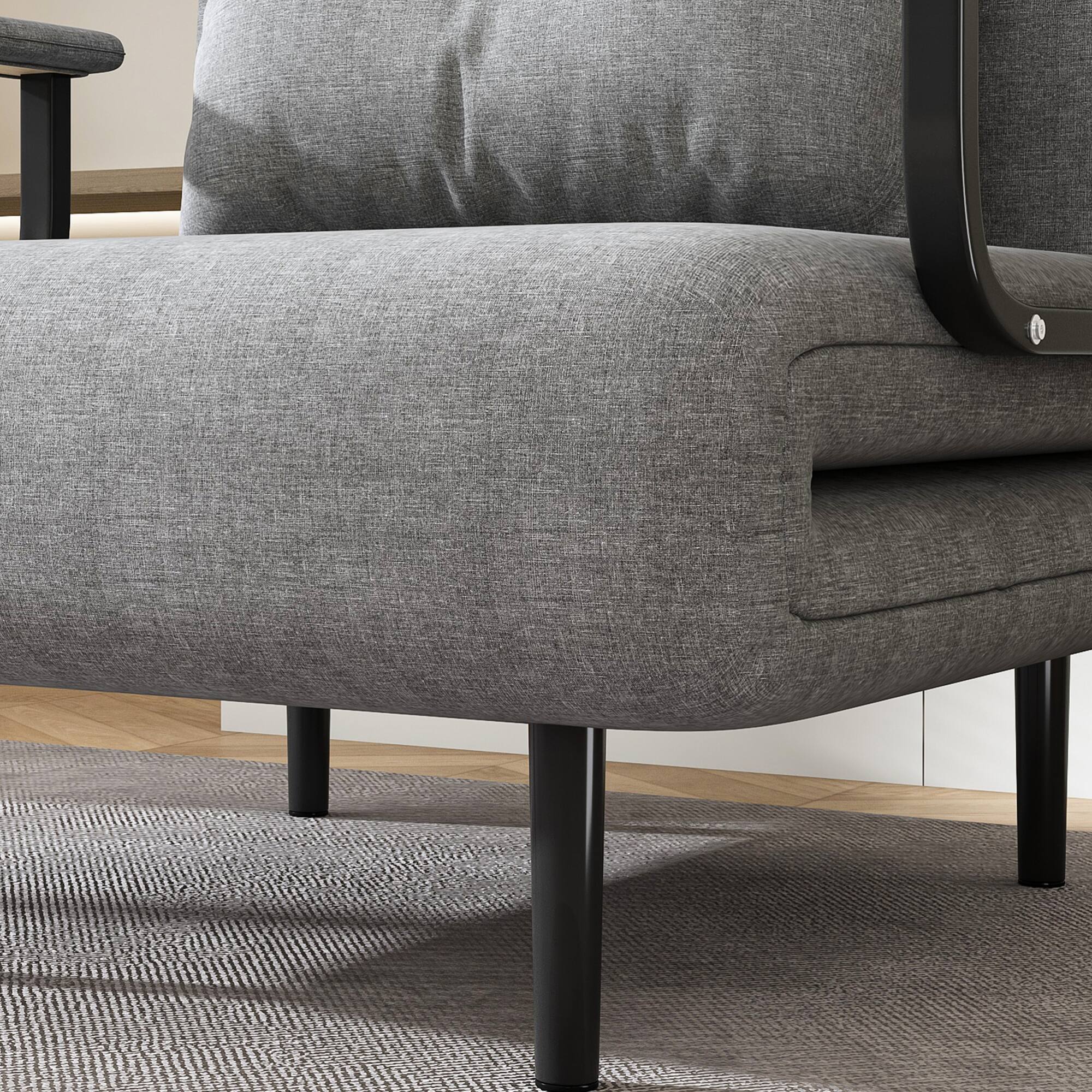 Left. GOODSILO - Convertible Sofa Bed with Adjustable Backrest and Storage - Space-Saving Sleeper Solution for Compact Living Spaces - Grey.