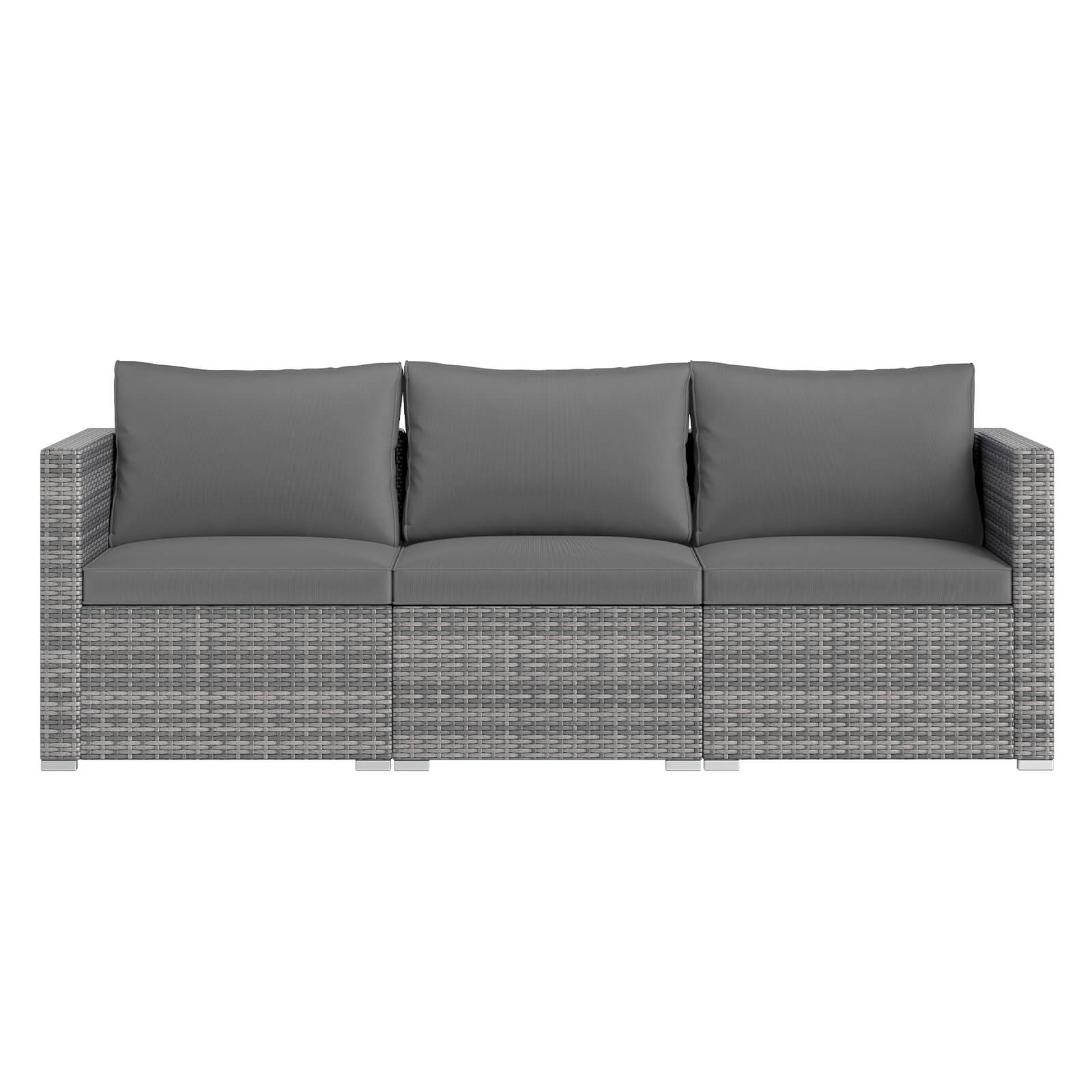 Alt View 9. Costway - Costway 3PCS Patio Sectional Sofa Set, PE Rattan Modular Couch Furniture Set with Cushions - Gray + Mix Gray.