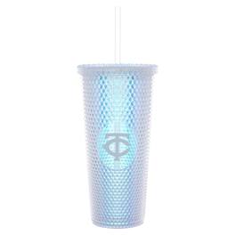 Logo Brands - 24oz. Iridescent Studded Travel Tumbler with Straw - Multicolor