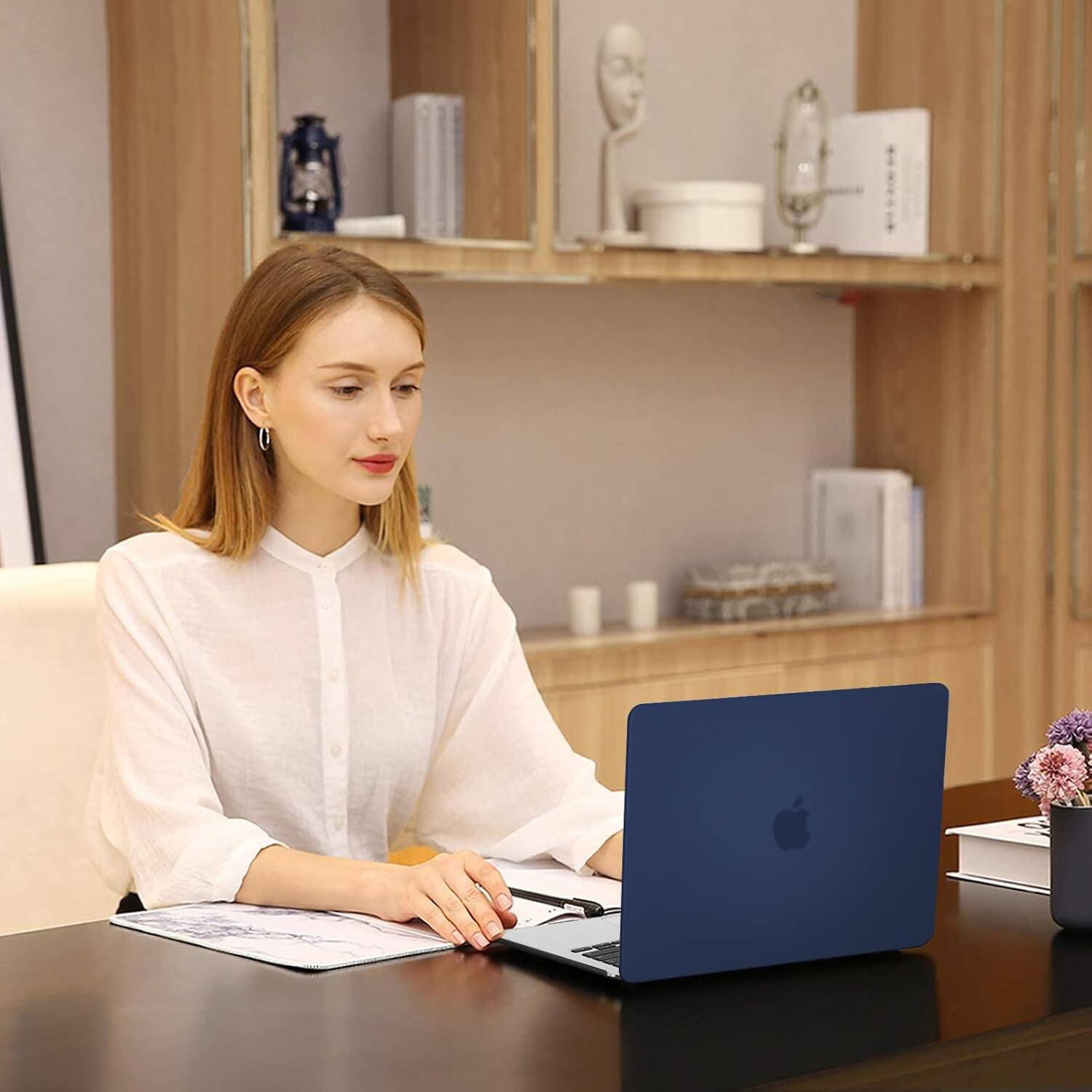 Alt View 2. mosiso - Laptop Case for MacBook Air 13 inch Case M4 A3240 M3 A3113 M2 A2681 2022-2025 - Navy Blue.