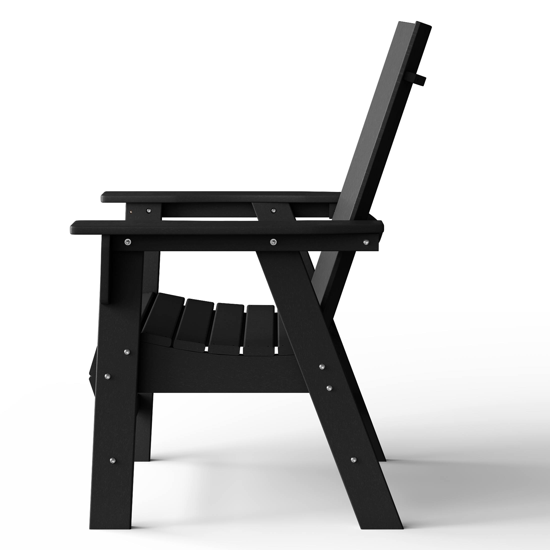 Alt View 2. WestinTrends - WestinTrends Ashore Outdoor Patio HDPE Plastic Modern Adirondack Dining Chair - Black.