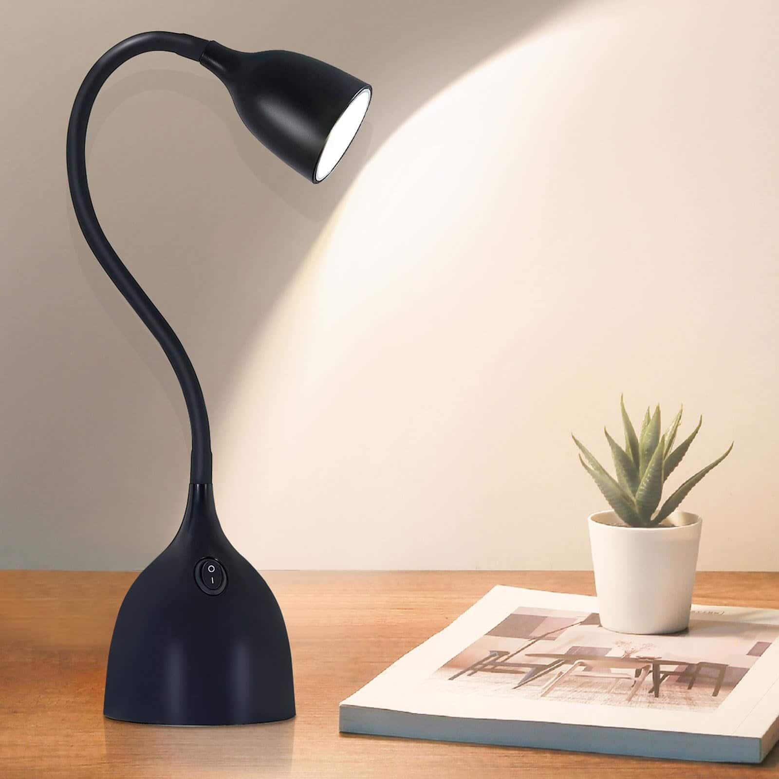 Dazzed Corner - LED Desk Lamp with Adjustable Gooseneck, Eye-Caring Light - Black