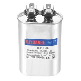 Unique Bargains - CBB65 8uF 370/450V Oval Run Start Capacitor for AC Motor Start HVAC Compressor Generator Air Condenser Heat Pump - Silver
