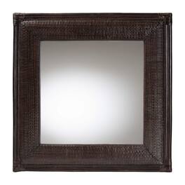 bali & pari - Candela Natural Rattan Wall Mirror - Handwoven Wicker Accent Piece with Inset Mirrored Glass and Textured Frame - Espresso