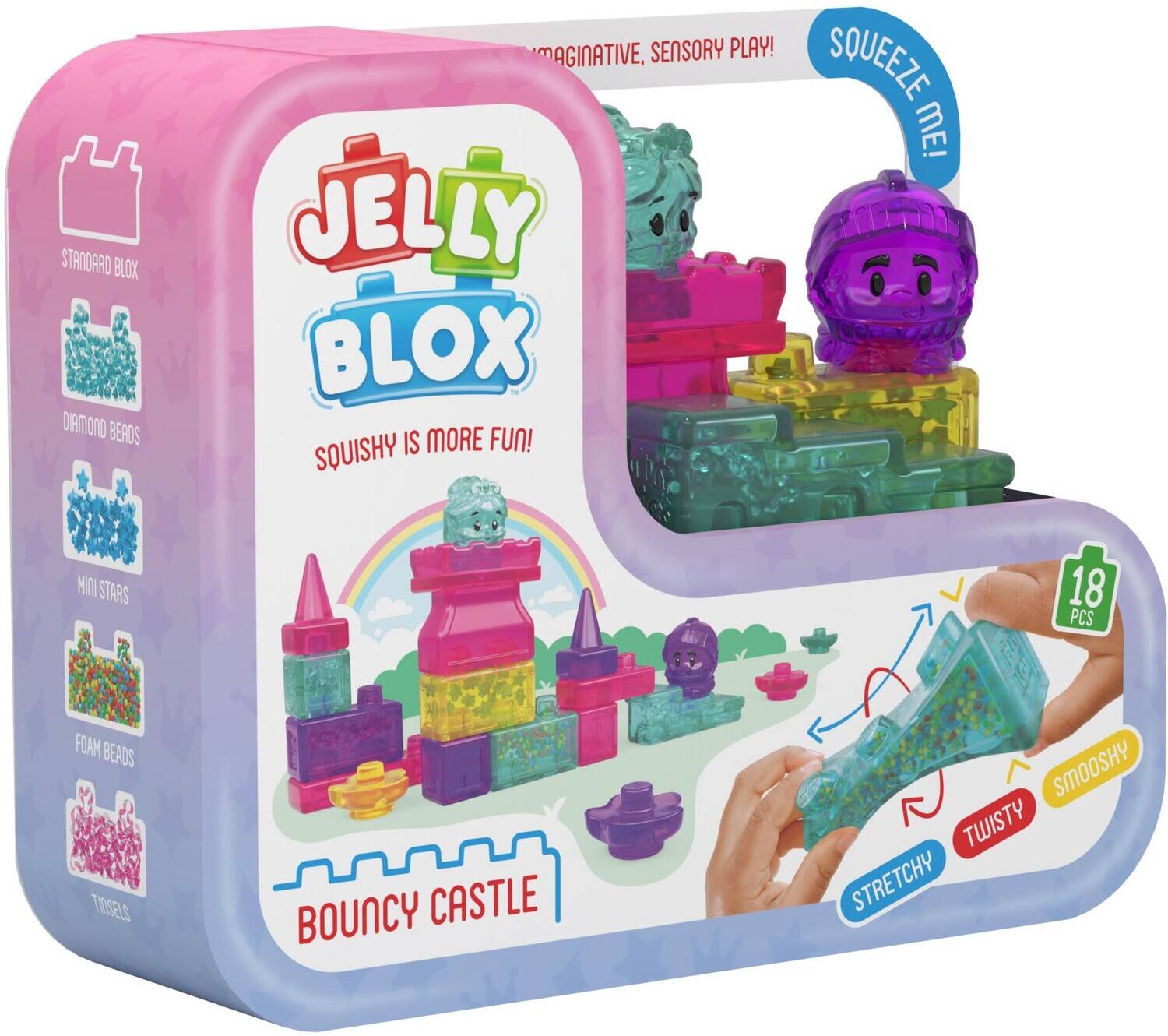STANDARD BLOX DIAMOND BEADS  
MAGINATIVE, SENSORY PLAY! SQUEEZE ME! JELLY BLOX - SQUISHY IS MORE FUN!  
MINI STARS  
18 PCS  
101  
FOAM BEADS TINSELS  
BOUNCY CASTLE  
SMOOSHY TWISTY STRETCHY