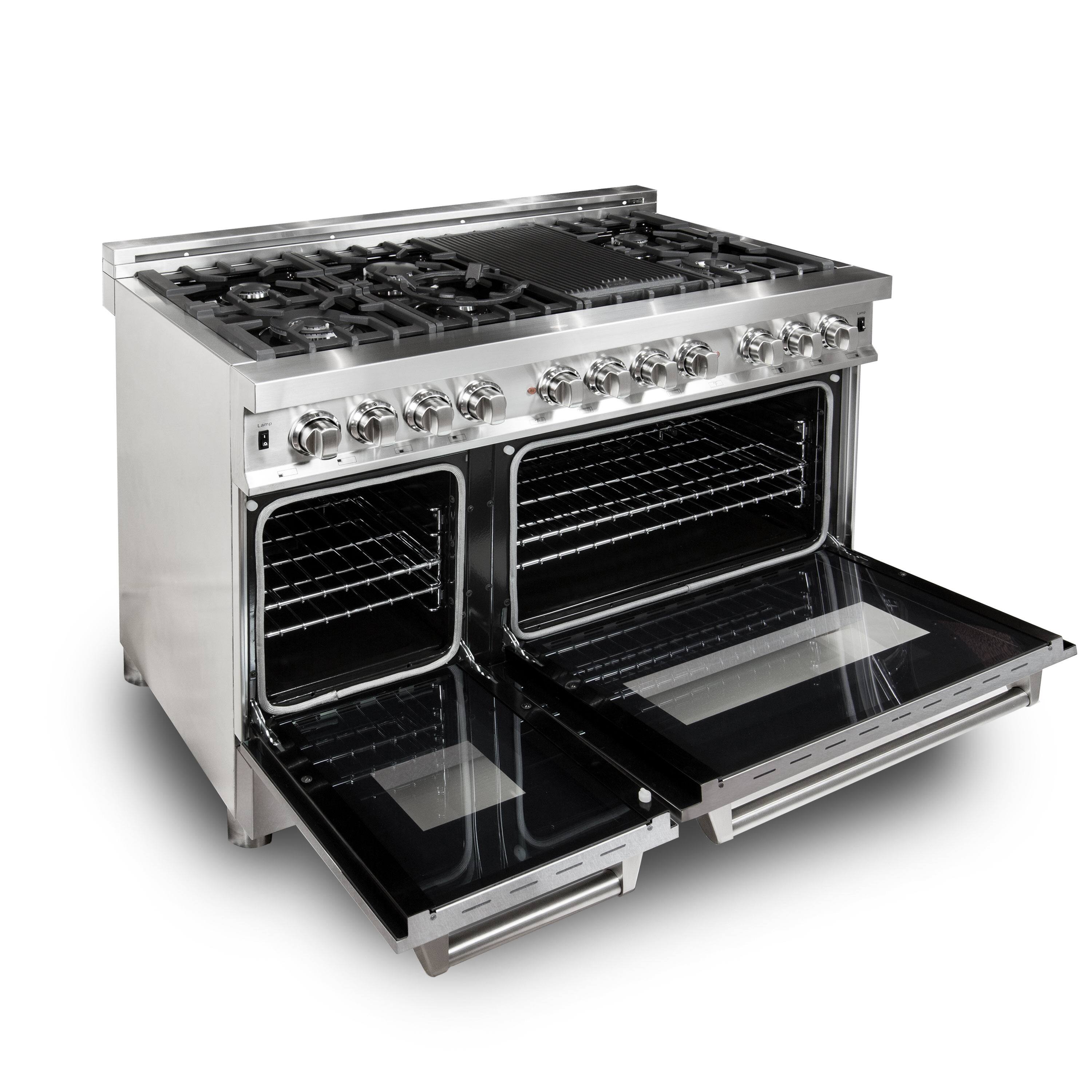 Angle. ZLINE - ZLINE 48 in. Legacy Dual Fuel Range w/ 7 Burner Cooktop & 2 Ovens w/ Satin Steel Doors (RA-SN-48) - Stainless Steel.