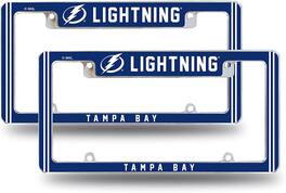 Rico Industries - Tampa Bay NHL Lightning (Set of 2) Chrome Metal License Plate Frames with Bold Full Frame Design - Multi