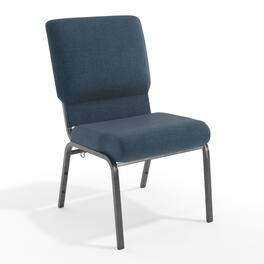 Emma + Oliver - Church Chair 20.5 in. Wide - Navy Fabric/Silver Vein Frame