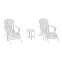 WestinTrends - Dylan Outdoor Adirondack Chair With Ottoman And Side Table 5-Piece Set - White