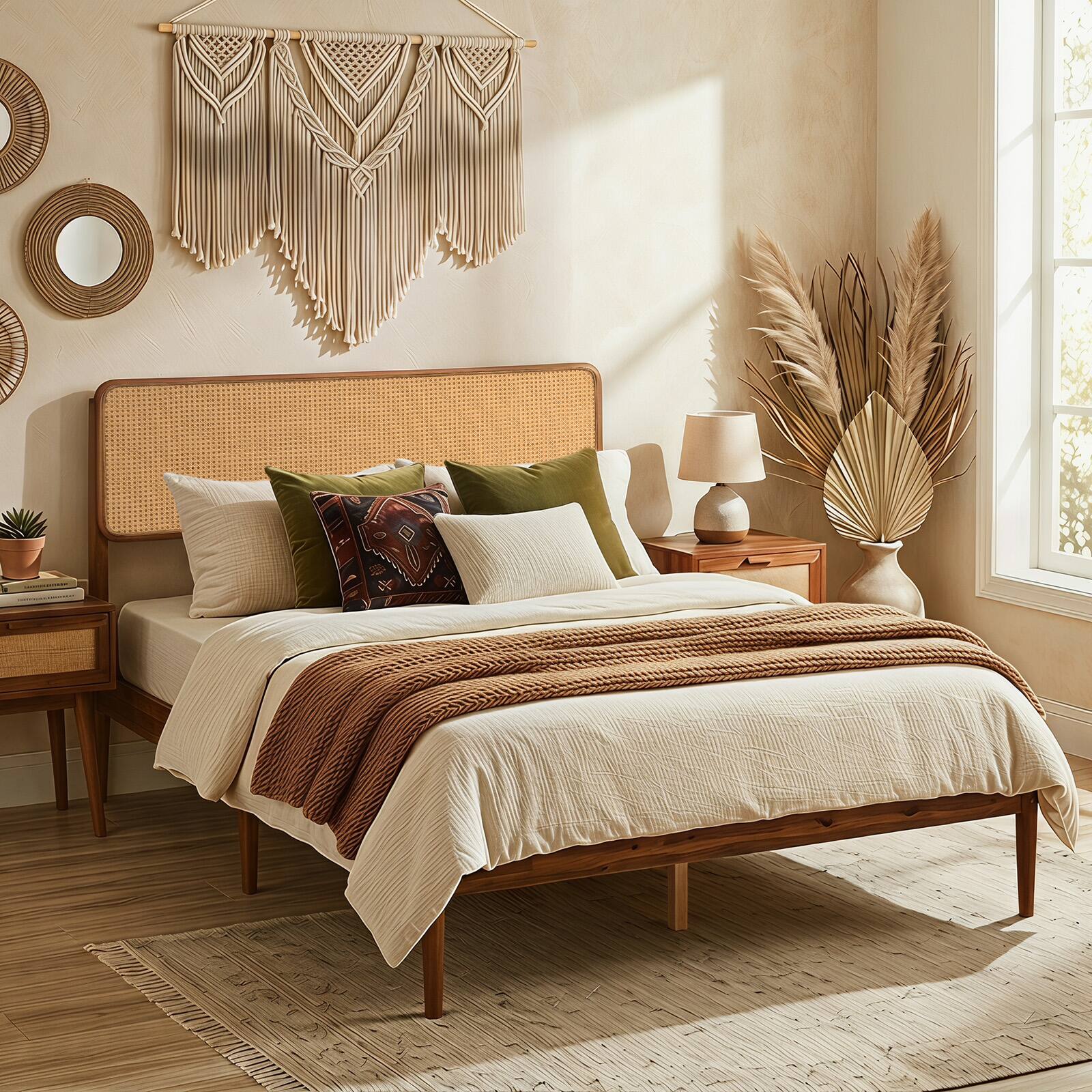 Alt View 4. Costway - Costway Wooden Bed Frame Full Size with Wooden Slat Support, No Box Spring Needed - Brown.