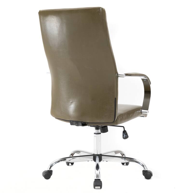 Alt View 5. LeisureMod - Sonora High-Back Leather Office Chair with Adjustable Height, Swivel, and Tilt, Desk, Conference Room, or Home Office - Olive Green.