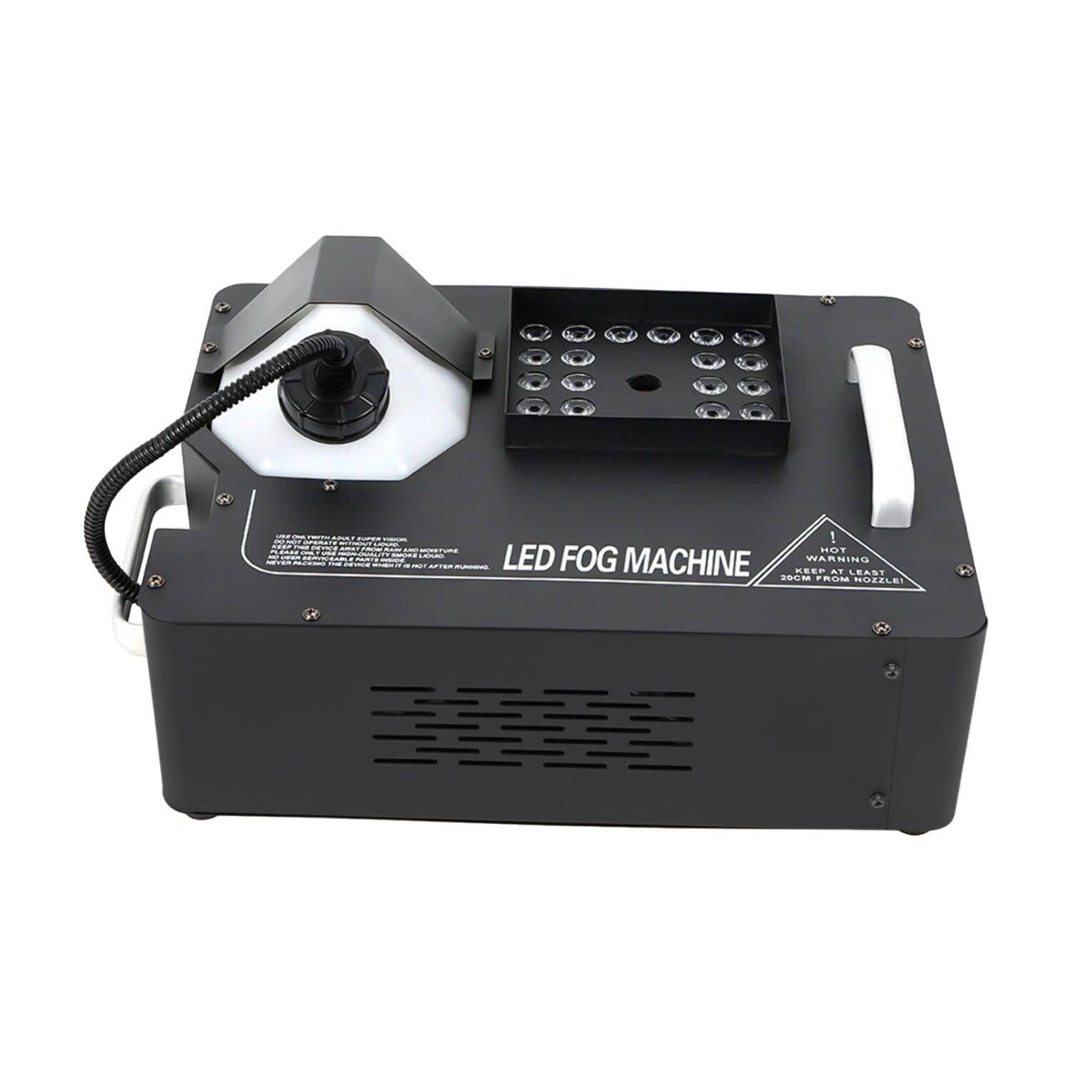 LED FOG MACHINE

HOT LED FOG MACHINE
WARNING: KEEP AT LEAST 30CM FROM NOZZLE