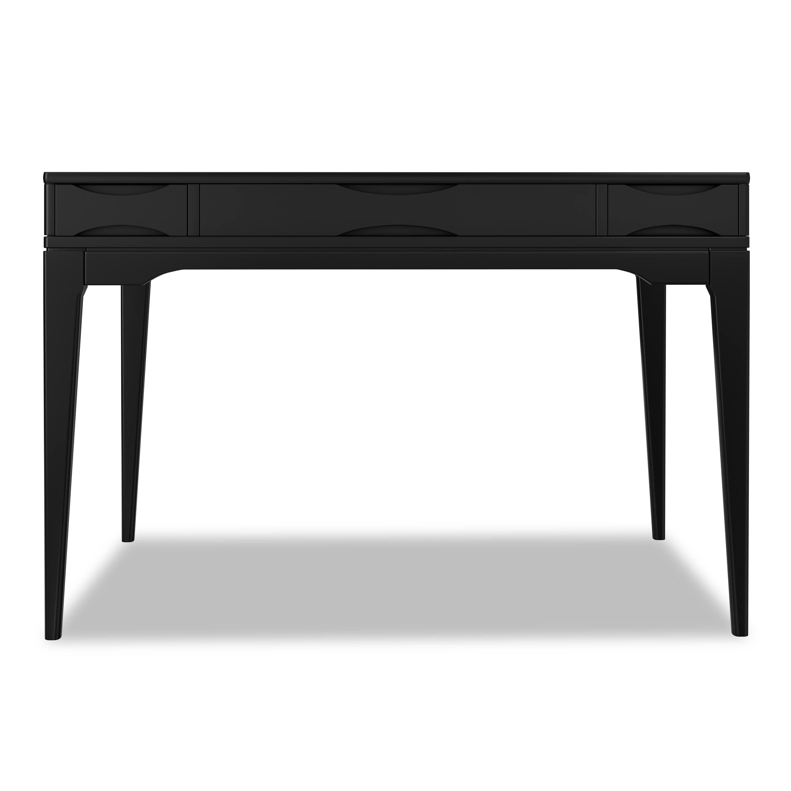 Left. Simpli Home - Harper 48 inch Wide Solid Hardwood Mid-Century Modern Small Desk in Black - Black.