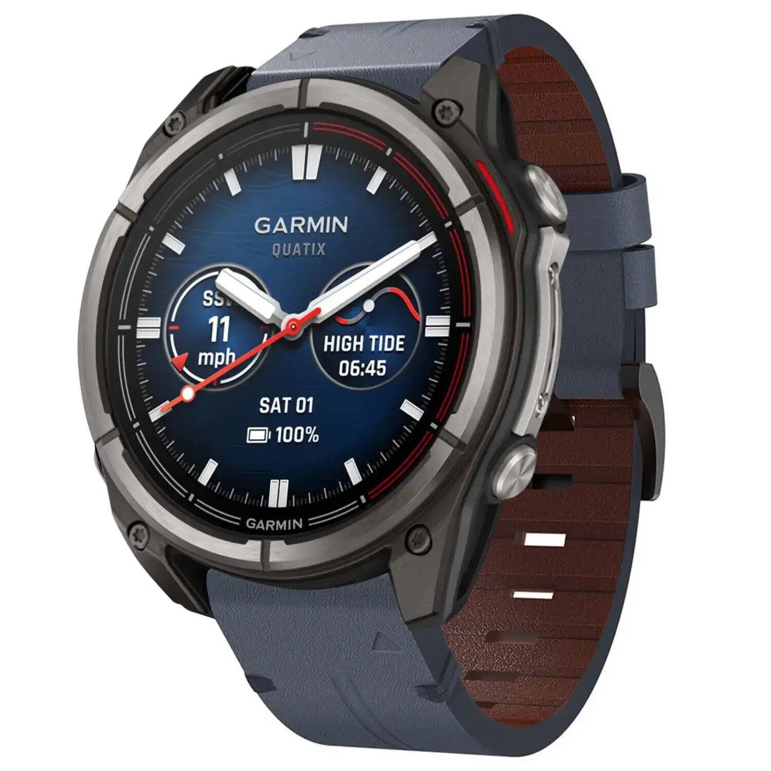 GARMIN QUATIX  
SS 11 mph  
HIGH TIDE 06:45  
SAT 01  
100%  
GARMIN