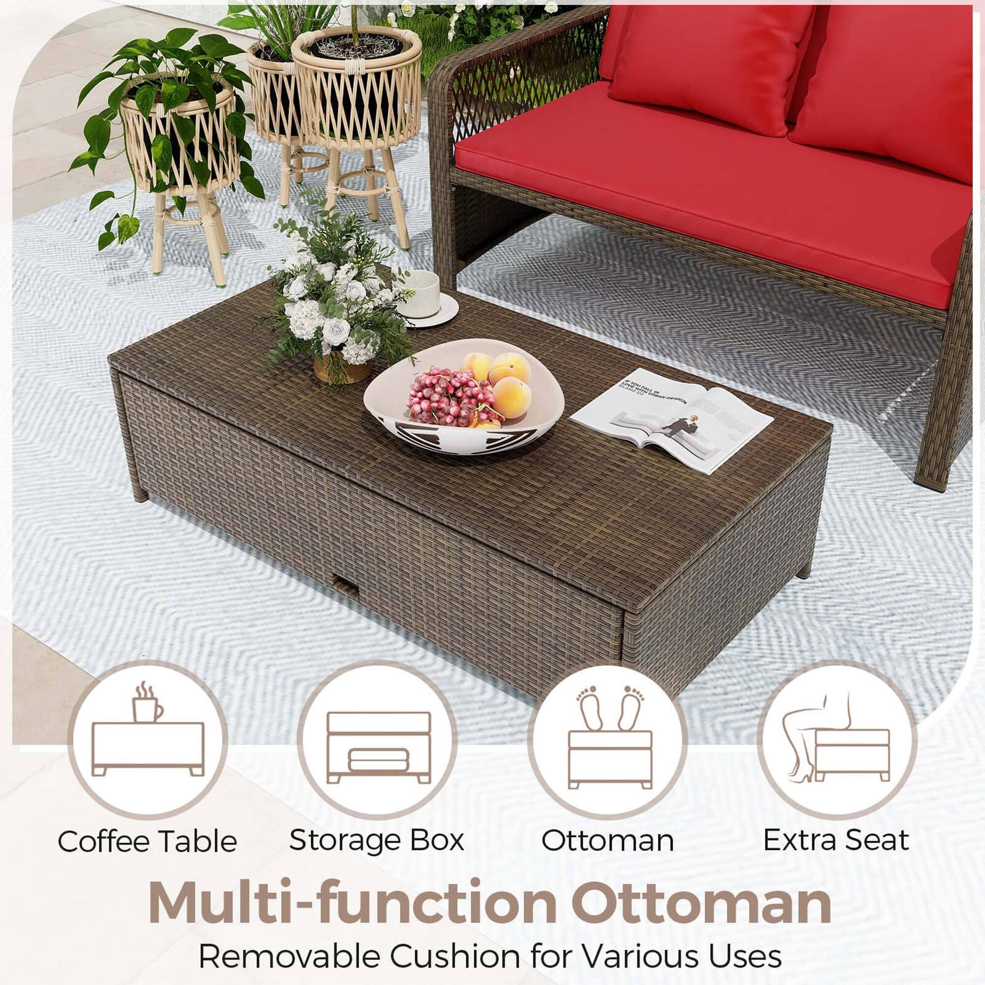 Coffee Table Storage Box Ottoman Extra Seat Multi-function Ottoman Removable Cushion for Various Uses