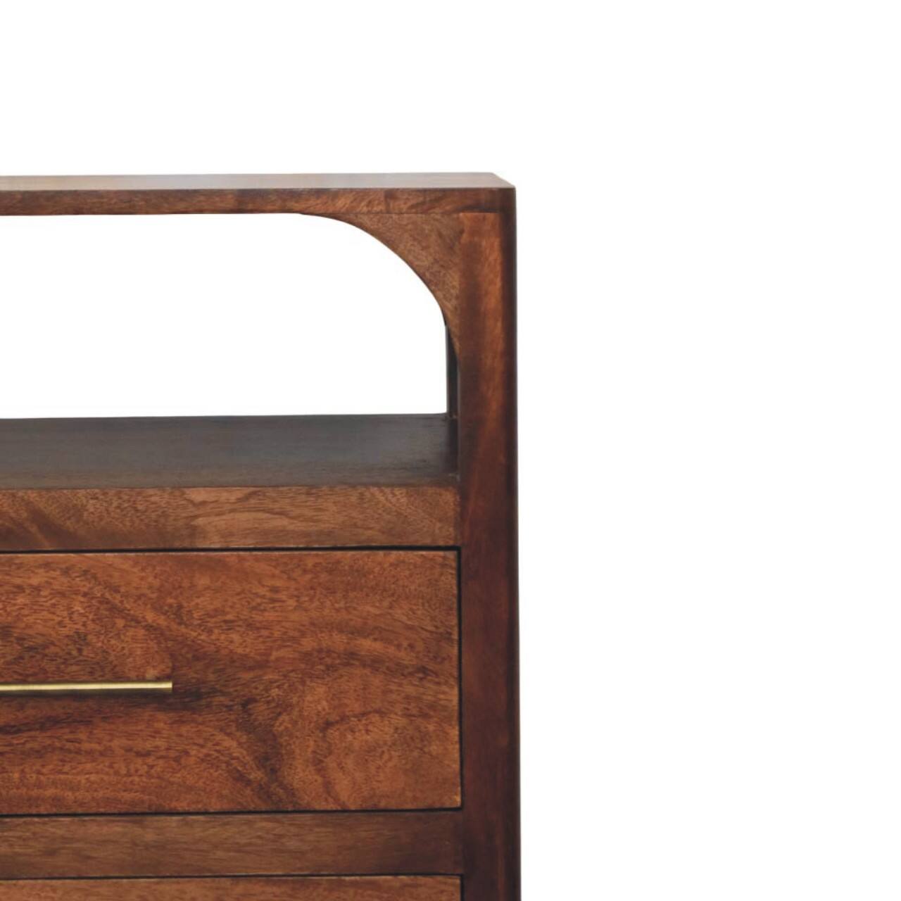 Back. Artisan Furniture - Artisan Furniture Solid Wood Arc-Line 3 Drawer Chest, Brown - Brown.