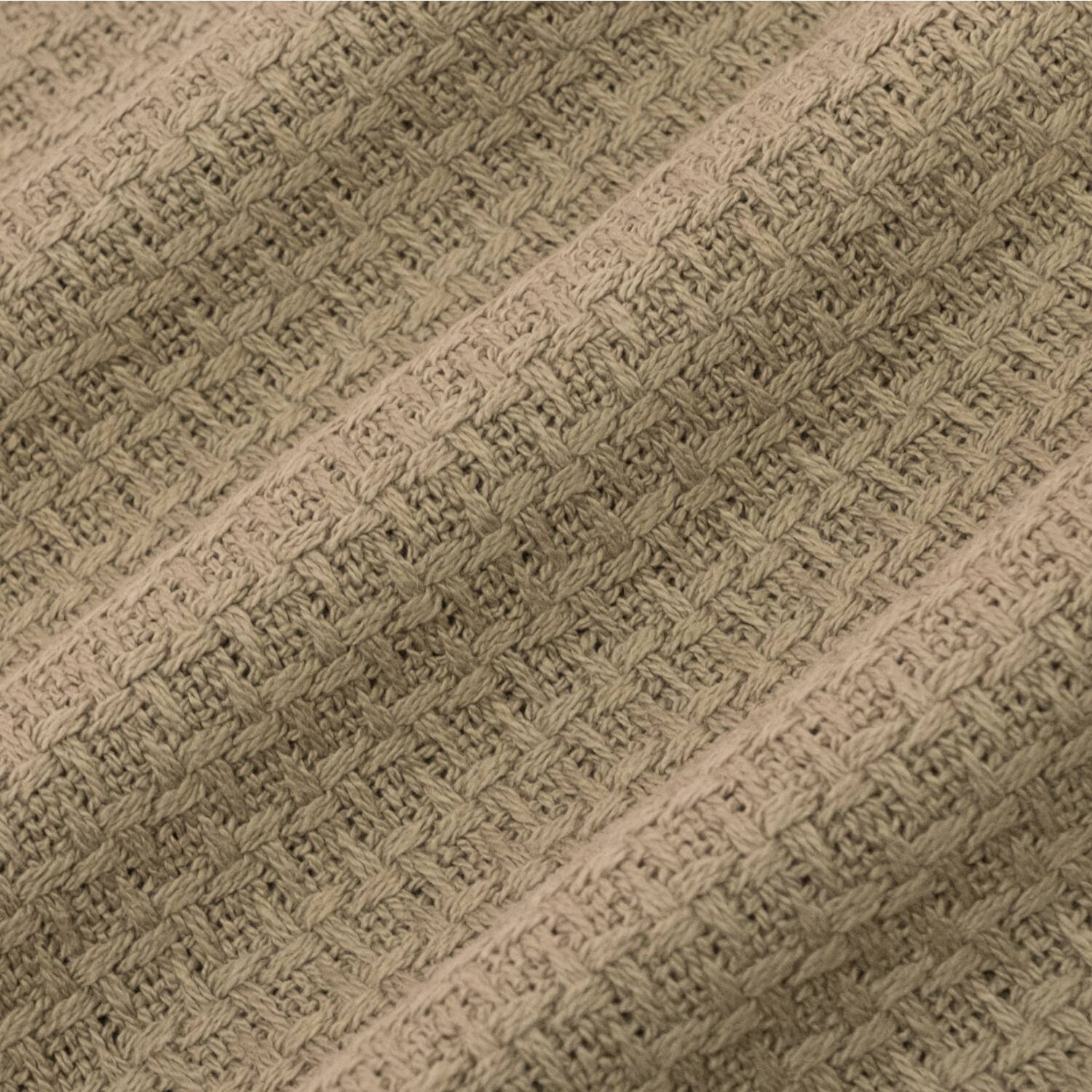 Left. Sweet Home Collection - 100% Cotton Blanket, Grand Luxury Breathable Houndstooth Woven Design, King - Taupe.