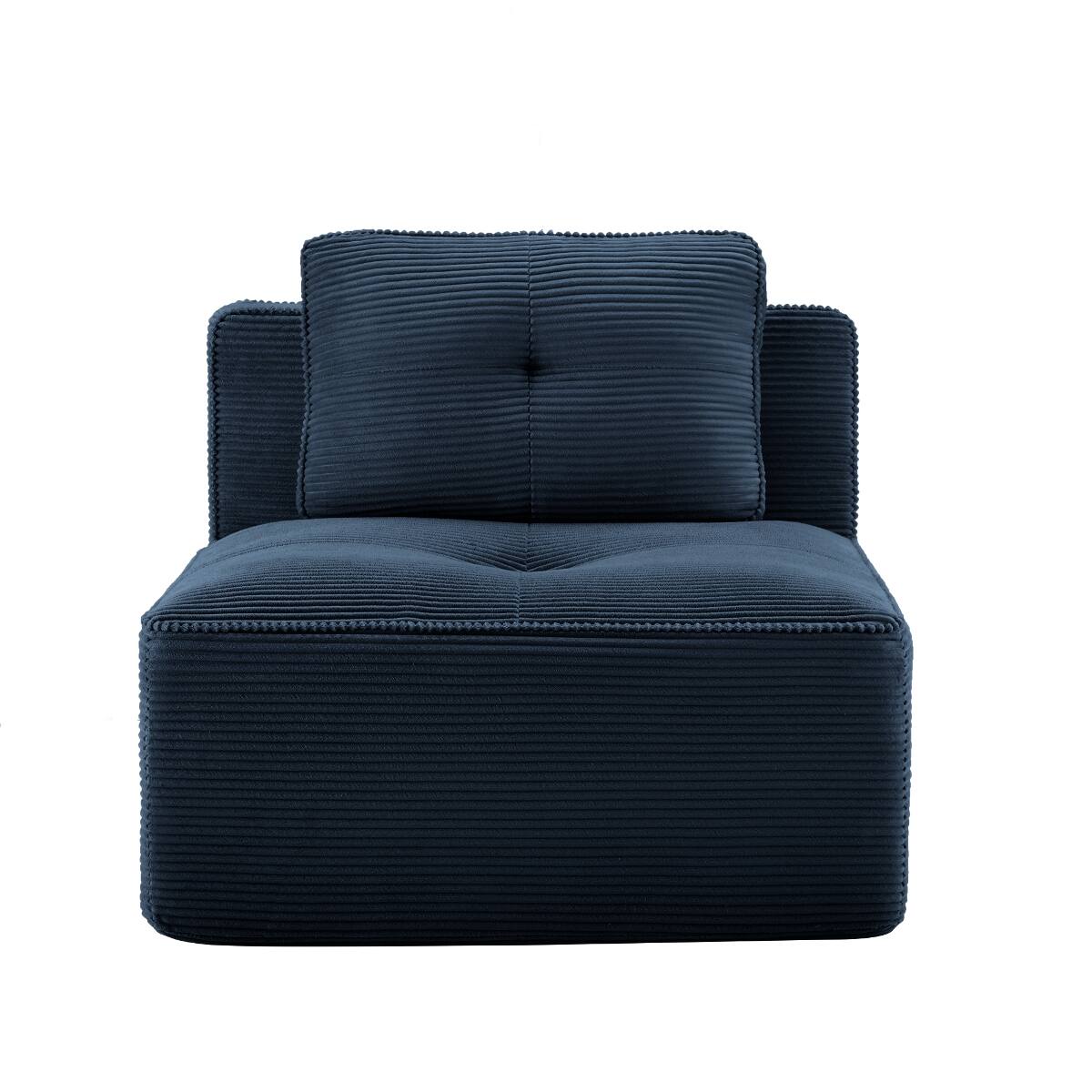 Alt View 2. Ropilly - Ropilly Blue Armless Corduroy Sofa, Modular Single Seat Sofa with Pillow and Deep Seat - Blue.