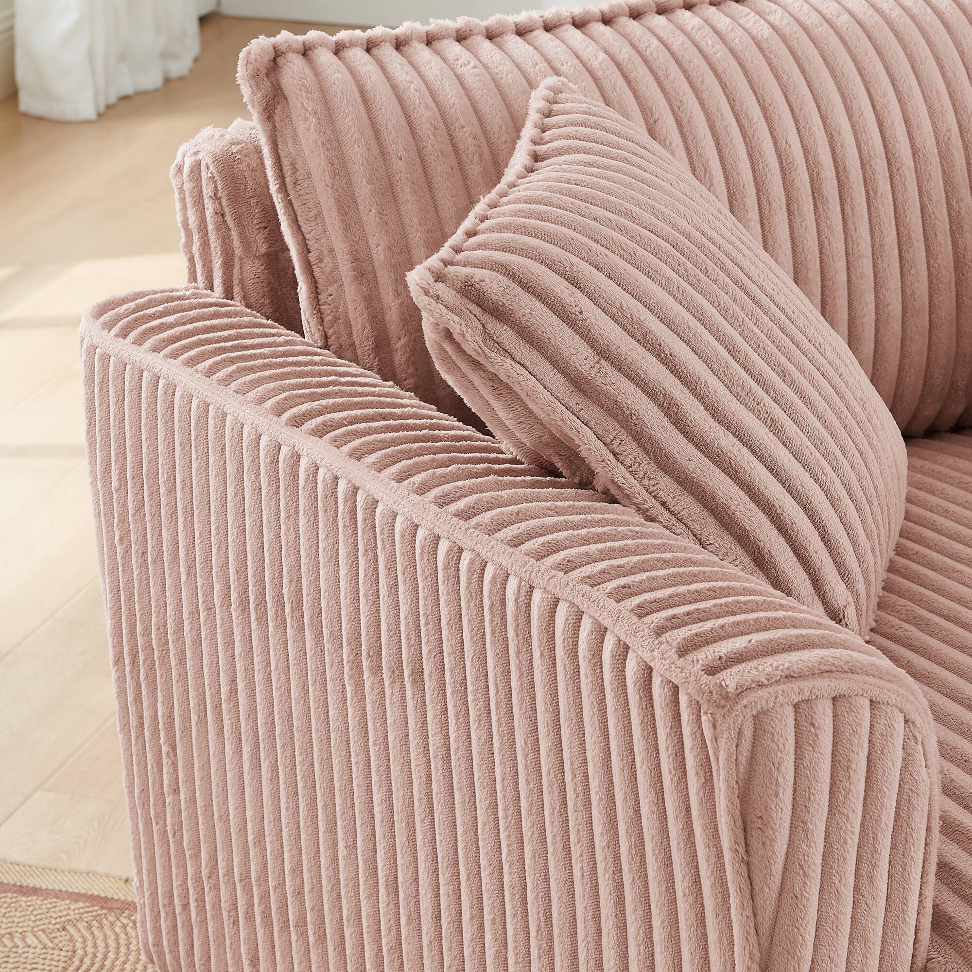 Back. GOODSILO - Comfortable Single Sofa Chair with Backrest & Armrests - Living Room & Bedroom Accent - Pink.