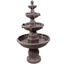 Sunnydaze - Mediterranean Resin Outdoor 4-Tier Water Fountain - Light Brown