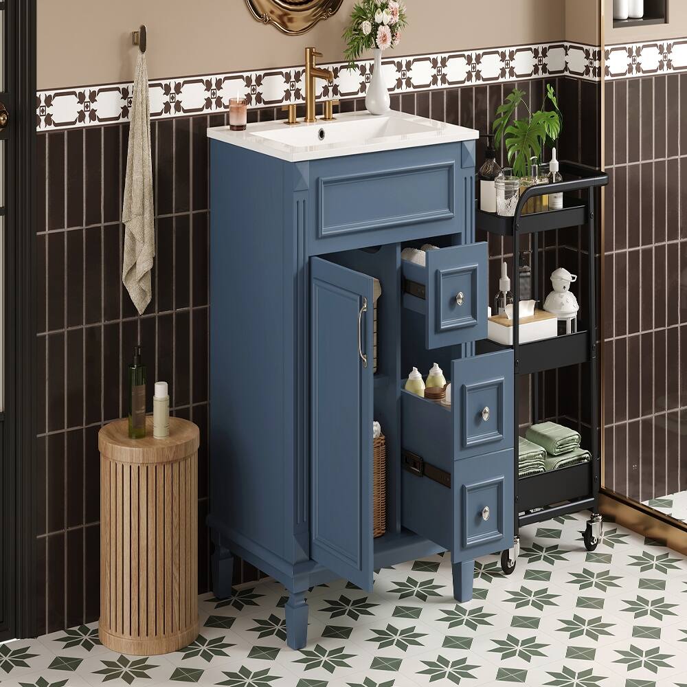 Alt View 7. Loheer - Loheer 24 inch bathroom vanity with sink Blue Small Bathroom Vanity Solid Wood Frame - Blue.