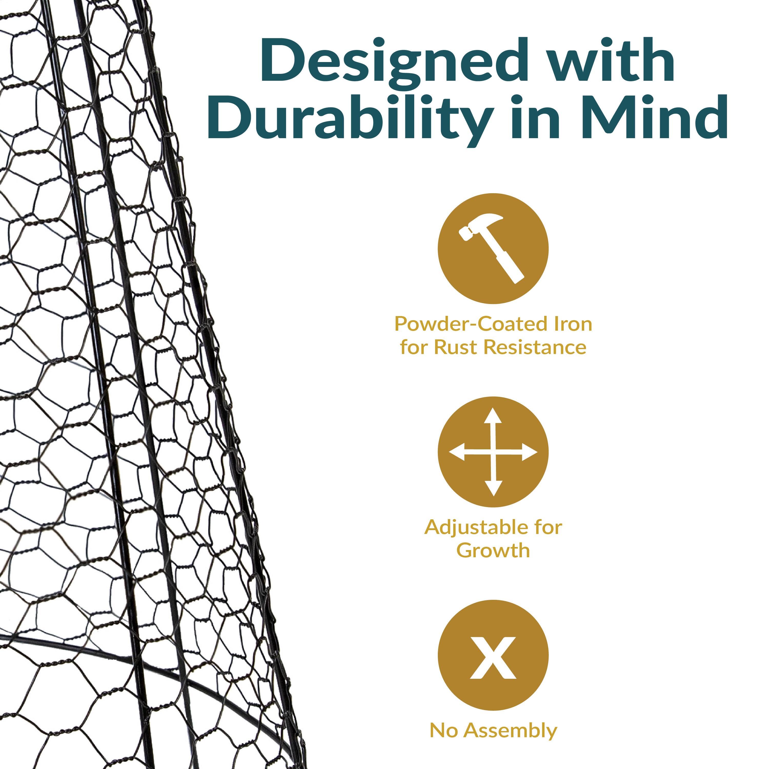 Designed with Durability in Mind

- Powder-Coated Iron for Rust Resistance
- Adjustable for Growth
- No Assembly