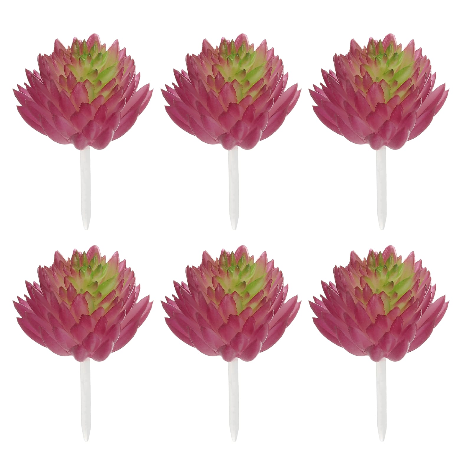 Unique Bargains - Artificial Succulent Plants 6pcs Small Realistic Fake Succulents Colorful Faux Lotus Flowers for Home Office Decoration - Fuchsia