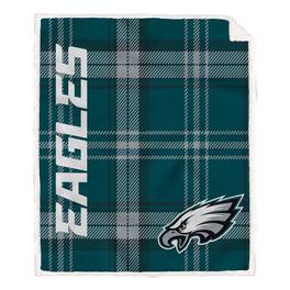 Pegasus - Philadelphia Eagles 50" x 60" Playmaker Plaid Ultra Cozy Sherpa Throw - Multicolor