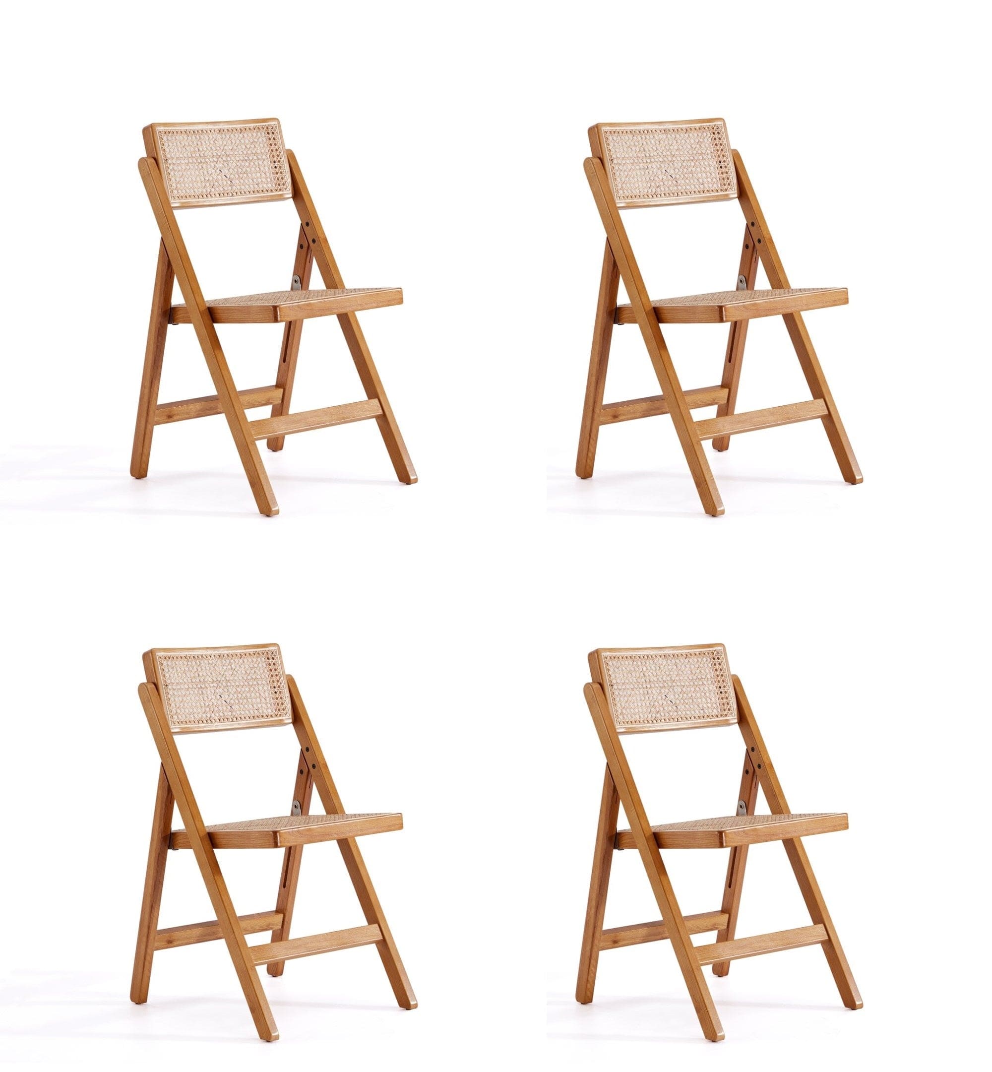 Manhattan Comfort - Pullman Industry Chic Wood Folding Chair - Set of 4 - Natural