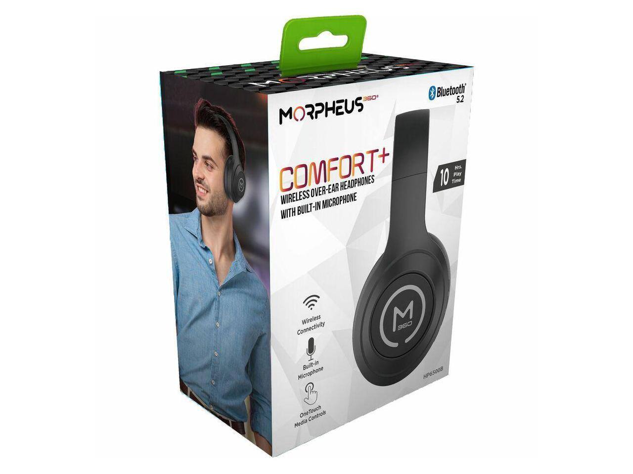 Bluetooth 5.2  
MORPHEUS COMFORT+  
Wireless Over-Ear Headphones with Built-in Microphone  
10 Hours Play Time  
Wireless Connectivity  
OneTouch Media Controls  
Model: HP65008