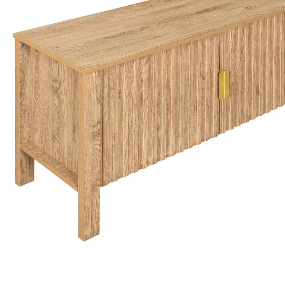 Alt View 4. New Classic Furniture - Thayer Wood TV Console with Two Doors in Natural/Beige - Brown.