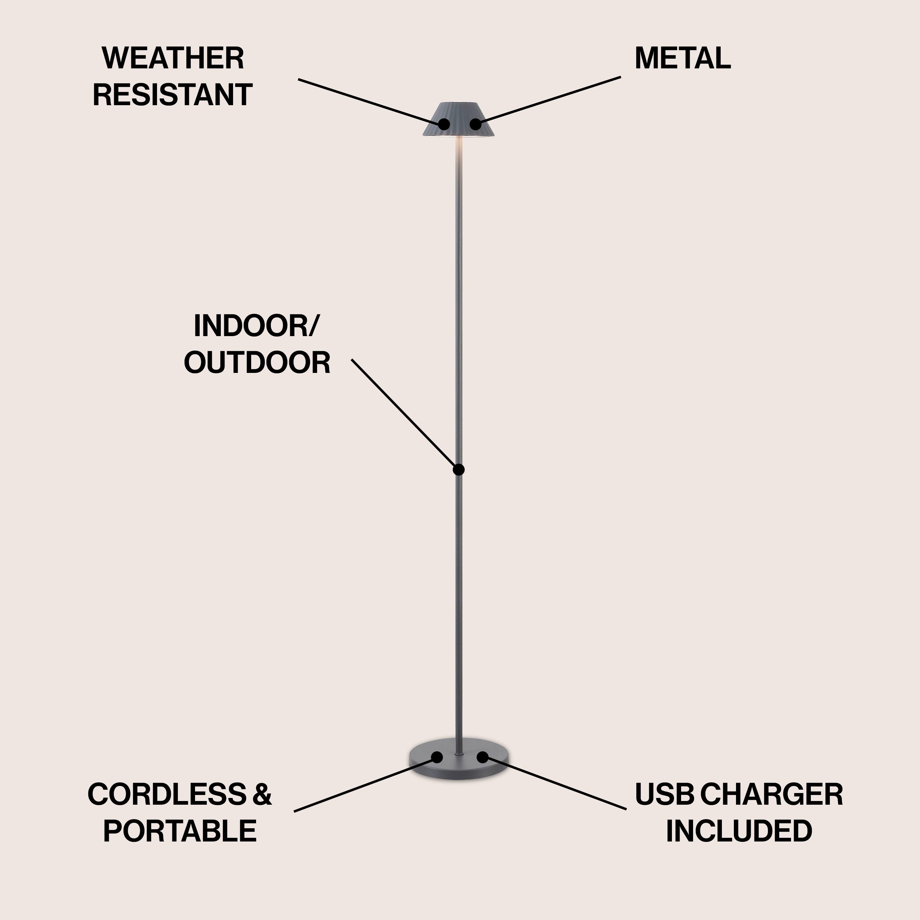 WEATHER RESISTANT METAL INDOOR/ OUTDOOR CORDLESS & PORTABLE USB CHARGER INCLUDED
