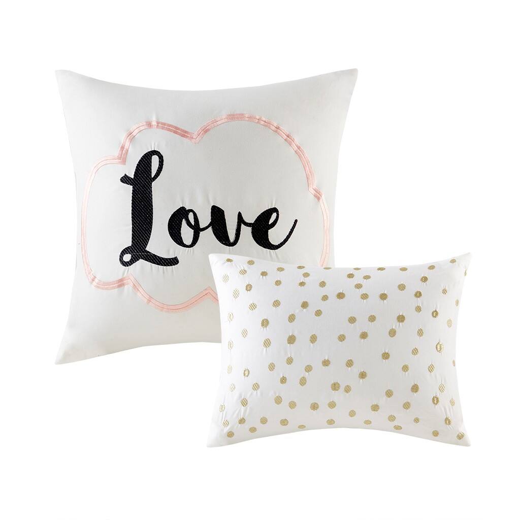 Alt View 3. Gracie Mills - Gracie Mills Isabelle 5-Piece Metallic Geometric Comforter Set - Blush/Gold.