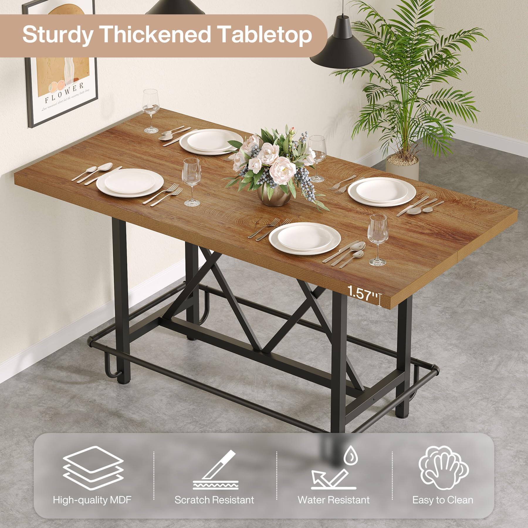 Sturdy Thickened Tabletop

FLOWER

1.57"

High-quality MDF
Scratch Resistant
Water Resistant
Easy to Clean
