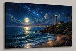 FC Design - Large Canvas 24x36" Frameless Ocean Night Glow Art Painting Home Wall Décor - MultiColor