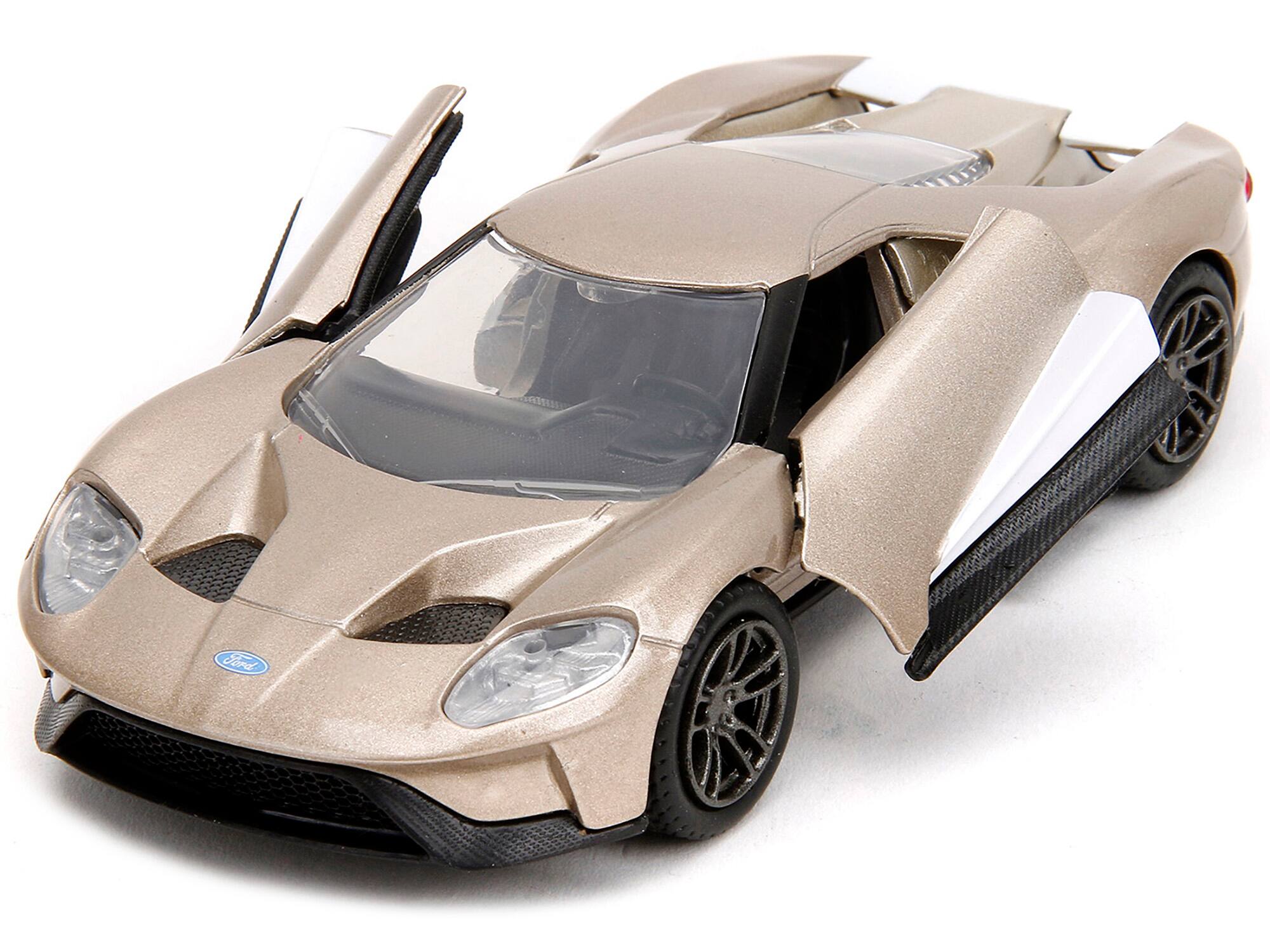 Angle. Jada - 2017 Ford GT Gold Metallic with White Accents "Pink Slips" Series 1/32 Diecast Model Car by Jada - Gold Metallic With White.